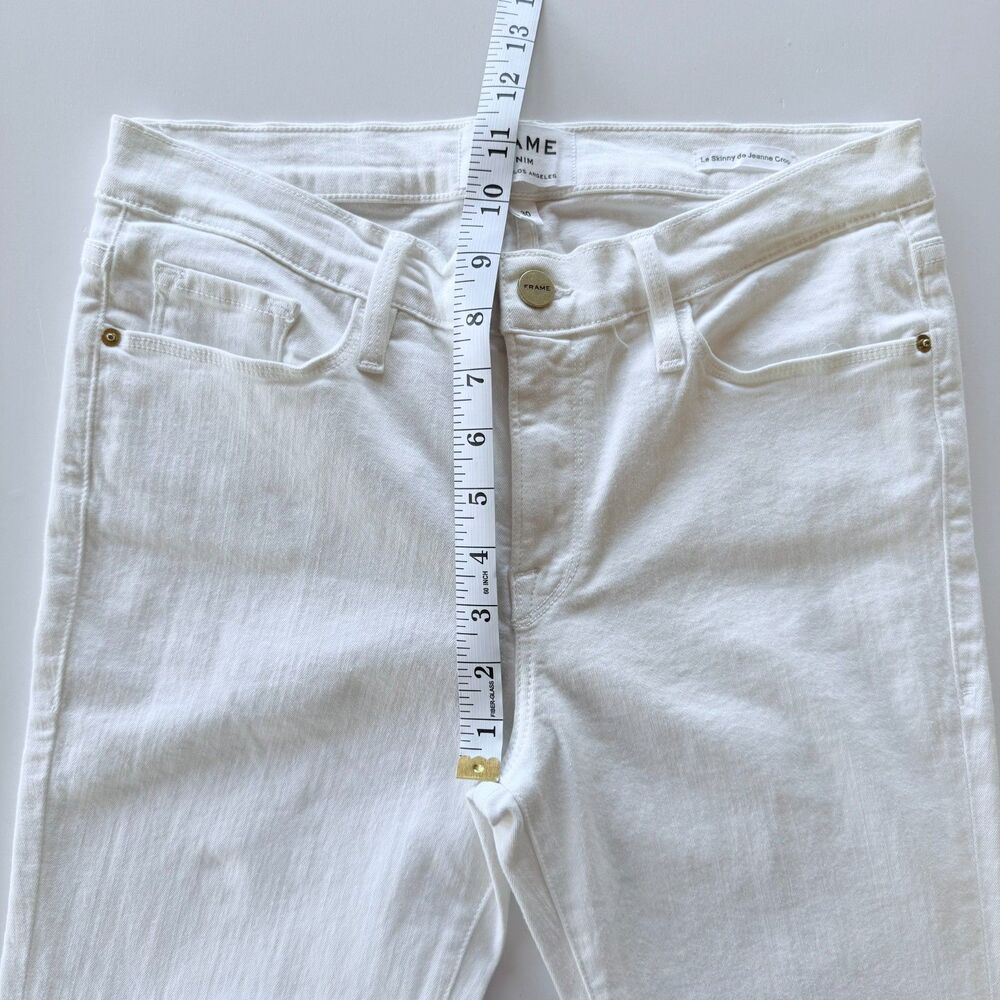 NWT FLAWED FRAME Le Skinny de Jeanne Mid-Rise Crop Jeans in White Size 30 - Picture 13 of 15